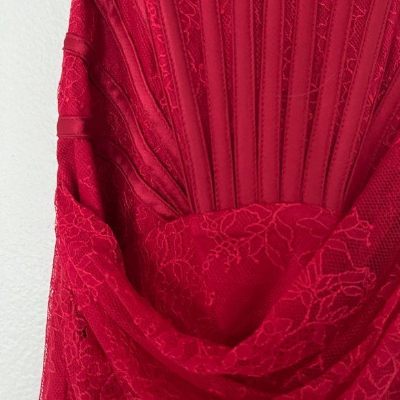 Elegant Red Strapless Mini Corset Lace Dress - Picture 7 of 10
